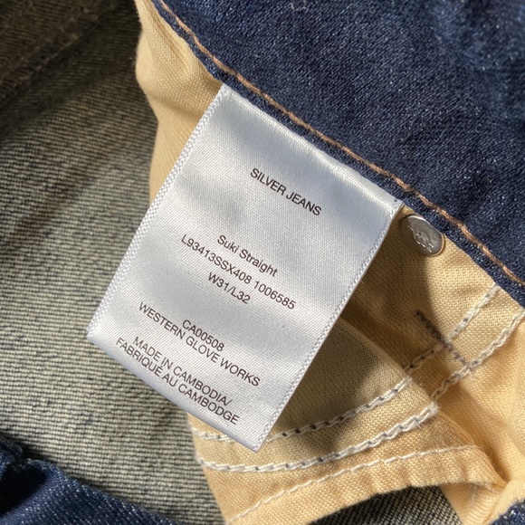 Women's Suki Curvy Mid Rise Straight Leg Jeans - Dark Indigo Silver Jeans - Picture 4 of 4